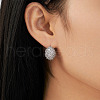 Elegant Brass Clear Cubic Zirconia Flat Round Hoop Earrings GD5823-1-2