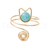 Round Natural Natural  Hemimorphite & Amethyst & Carnelian & Tiger Eye Finger Rings RJEW-TA00145-3