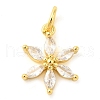 Flower Rack Plating Brass Micro Pave Cubic Zirconia Pendants Charms KK-S396-13B-1