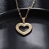 Hollow Heart 304 Stainless Steel Pendant Necklaces NJEW-M096-13G-4