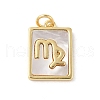 Brass Pave Natural White Shell Pendants KK-S522-09G-D-1