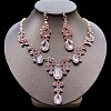 Teardrop Alloy Rhinestone Pendant Necklaces & Stud Earrings Sets FS-WG537BF-07-1