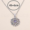 Chakra Lotus Flower Brass Pave Colorful Cubic Zirconia Pendant Necklaces for Women FS-WG17A97-01-4
