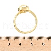 Flower Brass Micro Pave Cubic Zirconia Cuff Rings for Women RJEW-A069-05G-01-5