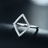 Rhombus 925 Sterling Silver Micro Pave Clear Cubic Zirconia Finger Rings for Women FS-WGB12EE-03-1