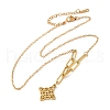 304 Stainless Steel Pendant Necklaces with Paperclip Chains NJEW-P283-01G-2