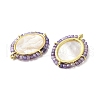 Rack Plating Brass Micro Pave Cubic Zirconia & Shell Pendants KK-G488-18G-05-2