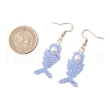 Fishbone Glass Seed Beads Dangle Earrings EJEW-MZ00439-03-3