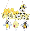 Bee Wood Hanging Welcome Sign HJEW-WH0071-01-1