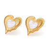 Heart 304 Stainless Steel Enamel Stud Earrings EJEW-T047-20G-1