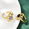 316 Stainless Steel with Natural Mixed Gemstone Cuff Rings RJEW-Z098-01G-09-3