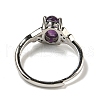 Oval Natural AmethystAdjustable Rings RJEW-Q818-01P-03A-4