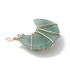 Natural Green Aventurine Copper Wire Wrapped Pendants PALLOY-JF02685-03-4