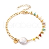 Mother's Day Jewellery Natural Baroque Pearl Keshi Pearl Link Bracelets BJEW-JB05803-2
