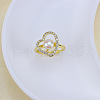 Mother's Day Jewellery Natural Freshwater Pearl with Clear Cubic Zirconia Cuff Rings WGACE42-20-1