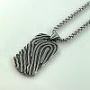 Stylish Hip-hop Stainless Steel Textured Rectangle Pendant Punk Necklaces for Men YY9734-4