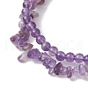 Chip & Round Natural Amethyst Beaded Stretch Bracelets for Women BJEW-JB10189-03-4