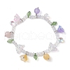 Dyed Natural Mixed Stone & Glass Beaded Stretch Bracelet with Flower Charms BJEW-JB10176-04-1