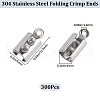 SOFPLATE 300Pcs 304 Stainless Steel Folding Crimp Ends STAS-SP0001-77-2