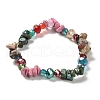 3Pcs Bohemia Style Natural Turquoise & Glass Beaded Stretch Bracelets for Women BJEW-S178-03-2