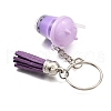 3Pcs Faux Suede Tassel & Imitation Bubble Tea/Boba Milk Tea Resin Keychain KEYC-JKC01203-5