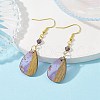 Transparent Resin & Walnut Wood Teardrop Pendant Dangle Earrings EJEW-JE05490-3