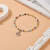 Colorful Seed Beaded Stretch Bracelet with Brass Charms for Women BJEW-JB09218-03-2