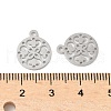304 Stainless Steel Flat Round with Laser Cut Flower Charms STAS-L022-511P-3
