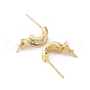 Brass Pave Clear Cubic Zirconia Stud Earring Findings KK-D369-08G-2