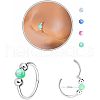 316L Surgical Stainless Steel & Round Synthetic Opal Hoop Nose Rings WG47E0A-05-1