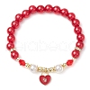 2Pcs Valentine's Day Theme Acrylic Pearl Round Beaded Stretch Bracelets BJEW-JB11422-3