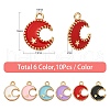 60Pcs 6 Colors Alloy Enamel Pendants ENAM-CJ0002-46-2