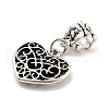 Rack Plating Tibetan Style Alloy Heart European Dangle Charms FIND-B034-40AS-2