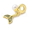 Brass Micro Pave Cubic Zirconia European Dangle Beads KK-S511-10G-2