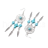 Cross Synthetic Turquoise Dangle Earrings EJEW-JE06330-01-4