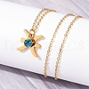 304 Stainless Steel Glass Drill Birth Stone Constellation Pendant Necklaces STAS-D305-08G-L-4
