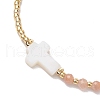 3mm Round Faceted Natural Sunstone & Seed Beads Braided Bead Bracelets BJEW-JB10594-02-3
