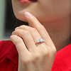 Rhodium Plated 925 Sterling Silver Pave 6.5x3.9mm Moissanite Adjustable Rings for Women WG2294D-01-2