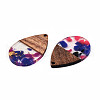 Transparent Resin & Walnut Wood Pendants RESI-N025-028-A06-3