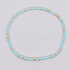 Bohemian Style Rainbow Glass & Brass Beaded Handmade Fashion Women's Bracelet QD2599-14-1