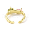 Colorful Cubic Zirconia Round & Rectangle Open Cuff Ring RJEW-F135-02G-3