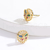 Elegant Brass Flat Round with Butterfly Stud Earrings ND1367-3