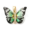 Rack Plating Leaf Brass Acrylic Pendants KK-S407-09G-1