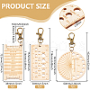 BENECREAT 3Sets 3 Styles Blanched Almond Wood Keychains KEYC-BC0001-18-2