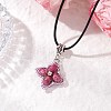 Dyed Synthetic Imperial Jasper & Glass Seed Beaded Star Pendant Black Waxed Cotton Cord Necklaces NJEW-MZ00109-02-1
