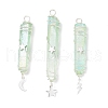 3Pcs 3 Styles Electroplated Natural Quartz Crystal Pointed Copper Wire Wrapped Pendants PALLOY-JF03767-02-1