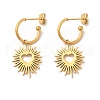 PVD Vacuum Plating 304 Stainless Steel Ring with Heart Dangle Stud Earrings EJEW-P219-01G-1
