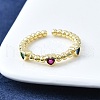 Brass Micro Pave Cubic Zirconia Open Cuff Rings for Women RJEW-F179-01G-4