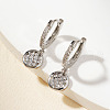 Chic Grid Brass Clear Cubic Zirconia Flat Round Hoop Earrings ZR6558-2-1