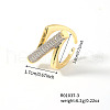 Brass Micro Pave Cubic Zirconia Cuff Rings for Women BP2038-3-2